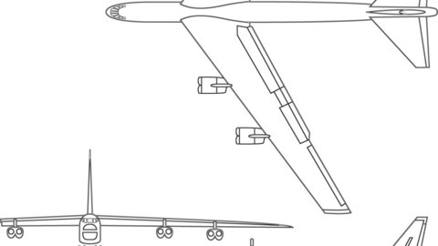 Boeing B-52 Stratofortress 3-view-svg vector file