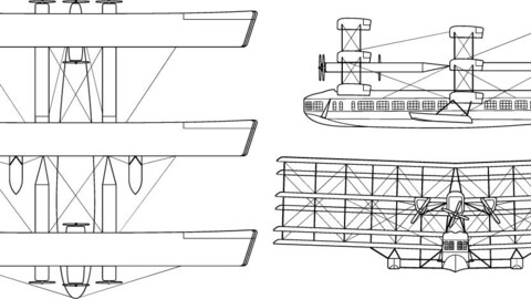 Caproni Ca.60 3-view-svg vector file