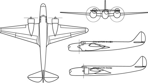 Caproni Ca.400 3-view-svg vector file