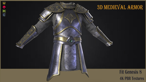 Medieval warrior armor metal armour (Fbx +Obj+ Spp +4k PBR textures)