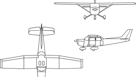 Cessna 172 Skyhawk line drawing-svg vector file