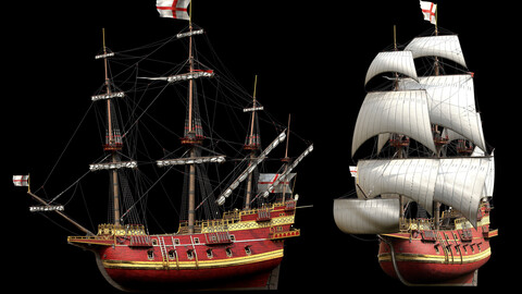 This 3D Galleon red includes a fully detailed interior