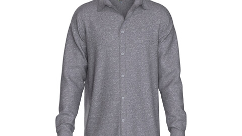 Grey Melange Long Sleeve Knitted Shirt For men