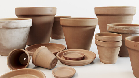 Terracotta Pot Set 3D model