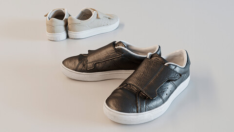 Female Shoes / Leather Monk Sneakers Low-poly 3D model