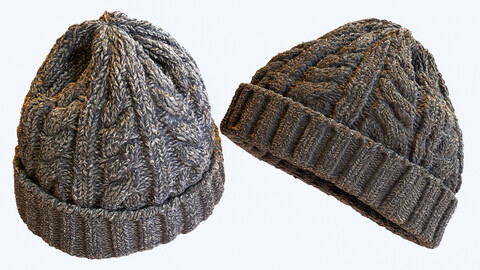 Cable Knit Hat - Knit Cap Low-poly 3D model