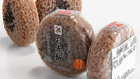 Sekihan Onigiri Rice Ball at Convenience Stores Low-poly 3D model