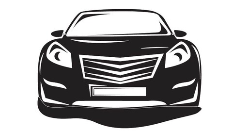 car icon front view sketch black white silhouette