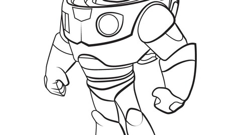 Buzz lightyear icon black and white hand drawn outline