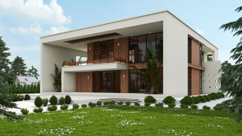 Modern Villa 3D scene environment