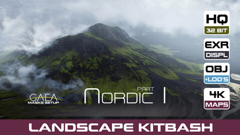 NORDIC PT.1 LANDSCAPE KITBASH PACK | 12 mountains + Gaea masks setup