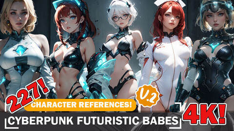 227 Cyberpunk Futuristic Fashion Babes: Diverse Designs in 4K Reference Art V2