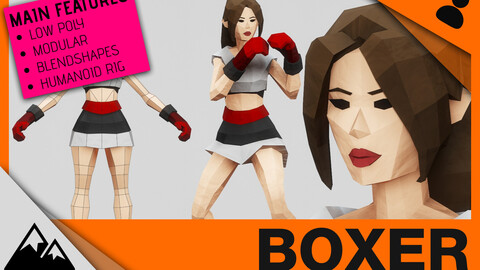 BOXER GIRL - GAME READY LOW POLY STYLE CHARACTER