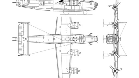 Consolidated B-24 Liberator 3-view