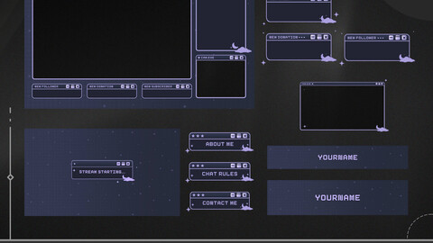 Purple Celestial Twitch Stream Pack, Overlay Set, Stream Package, Lofi Aesthetic, twitch overlay, stream overlay, free twitch overlays, overlays for editing, stream package, obs overlays, free stream overlays, overlays para twitch, free overlays for obs