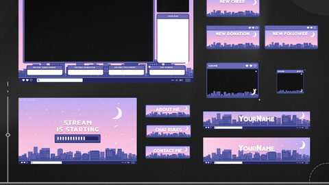 Pastel Sky Stream Pack For Twitch, Panels, twitch overlay, stream overlay, free twitch overlays, overlays for editing, stream package, obs overlays, free stream overlays, overlays para twitch, free overlays for obs, streamlabs overlays, twitch templates