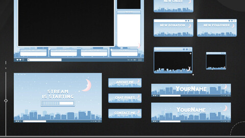 Animated Stream Overlay Blue ,Overlays Blue Skies, stream layout,lofi stream package,cozy stream overlay,full stream package,Twitch Overlay,Stream Overlay, vtuber stream pack,stream decoration,black stream overlay,black Twitch overlay