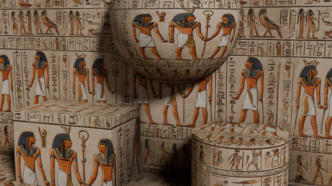 III Egyptian Hieroglyph Seamless PBR Texture