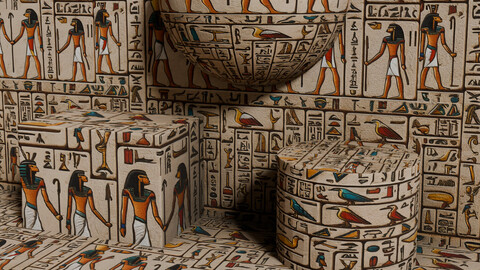 V Egyptian hieroglyph Seamless PBR Texture