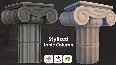 Stylized Ionic Greek Column Base For Games 3D Art / Tutorial