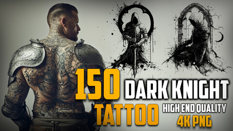 150 Dark Knight Tattoo (PNG Files)-4K- High Quality