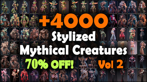 4000 Stylized Mythical Creatures Reference Pack | MEGA Bundle | 4K | v.2