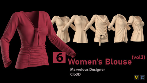 6 Women's Blouse (vol3) + Zprj +Obj + Fbx