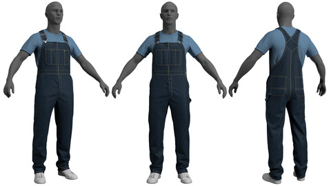 Dickies Men's Bib Overall (Marvelous Designer / Clo 3D project)