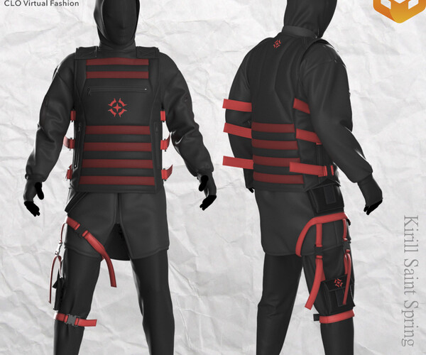 Tactical Female Outfit. Clo 3D / Marvelous Designer project +obj +fbx