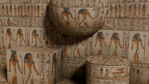 X Egyptian Hieroglyph Seamless PBR Texture