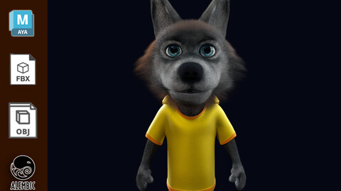 Cartoon Young Wolf Model