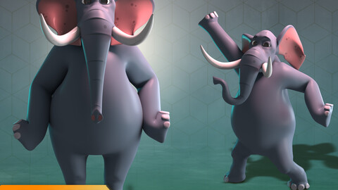 Stylized Elephant Rigged