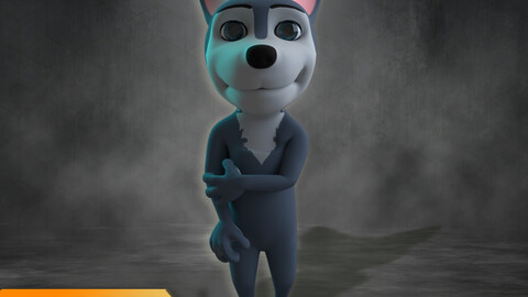 Stylized Young Wolf Rigged