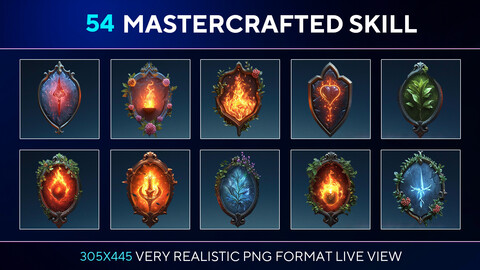 MasterCrafted Skill Icons Pack: Enchant Your Game with 54 Magical Designs!