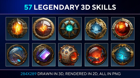 57 Legendary 3D Skills & Weather Icons: Round Crystal Logos for Supreme Visuals!