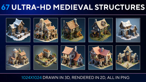 67 FREE Ultra-HD Medieval Structures: Warehouses, Barracks, and More for MMORPG & Strategy Games!