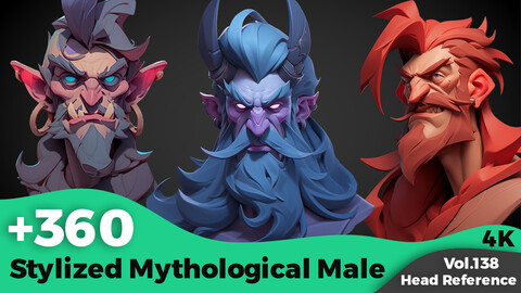 +330 Stylized Mythological Male Head Reference(4k)