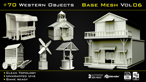 +70 Western Object BASE MESH - VOL 06