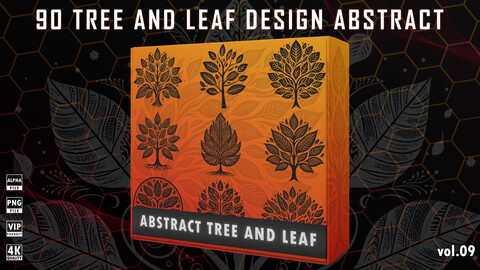 90 TREE AND LEAF DESIGN ABSTRACT PACK ( PNG & ALPHA ) 4K QUALITY