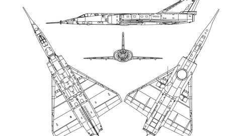 Dassault Mirage IV Line Drawing-svg vector file