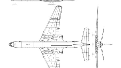 De Havilland Comet 3-view line drawing-svg vector file