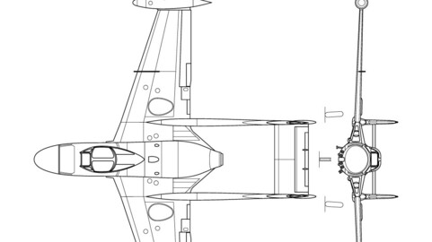 De Havilland Venom NF.3 3-view line drawing-svg vector file