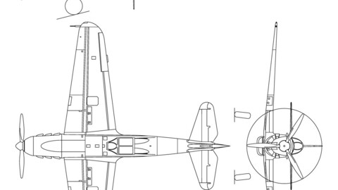 Dewoitine D.520 3-view line drawing-svg vector file