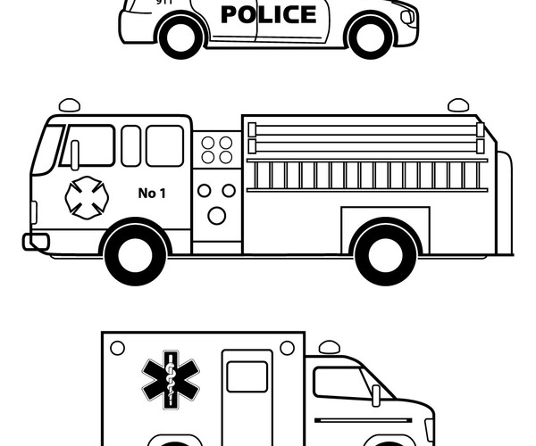 ArtStation - Emergency vehicles in black and white vector file-6 | Artworks