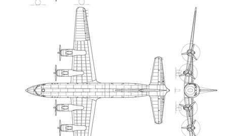 Douglas DC-6 3 view-svg vector file