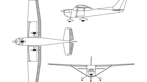 Dreiseitenansicht Cessna 172-svg vector file