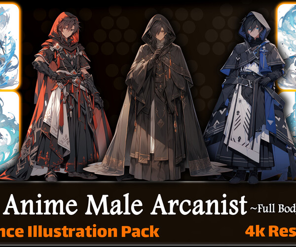 ArtStation - 200 Anime Male Arcanist (Full Body) Reference Pack | 4K ...