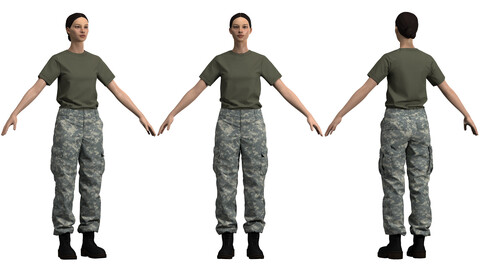 Womens Army Combat Uniform (ACU) Pants (Marvelous Designer / Clo 3D project+OBJ)