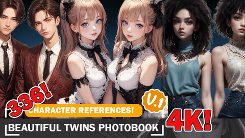 336 A Photobook of Beautiful Twins in Various Character Designs Reference Art V1 4K