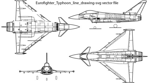 Eurofighter Typhoon line drawing-svg vector file